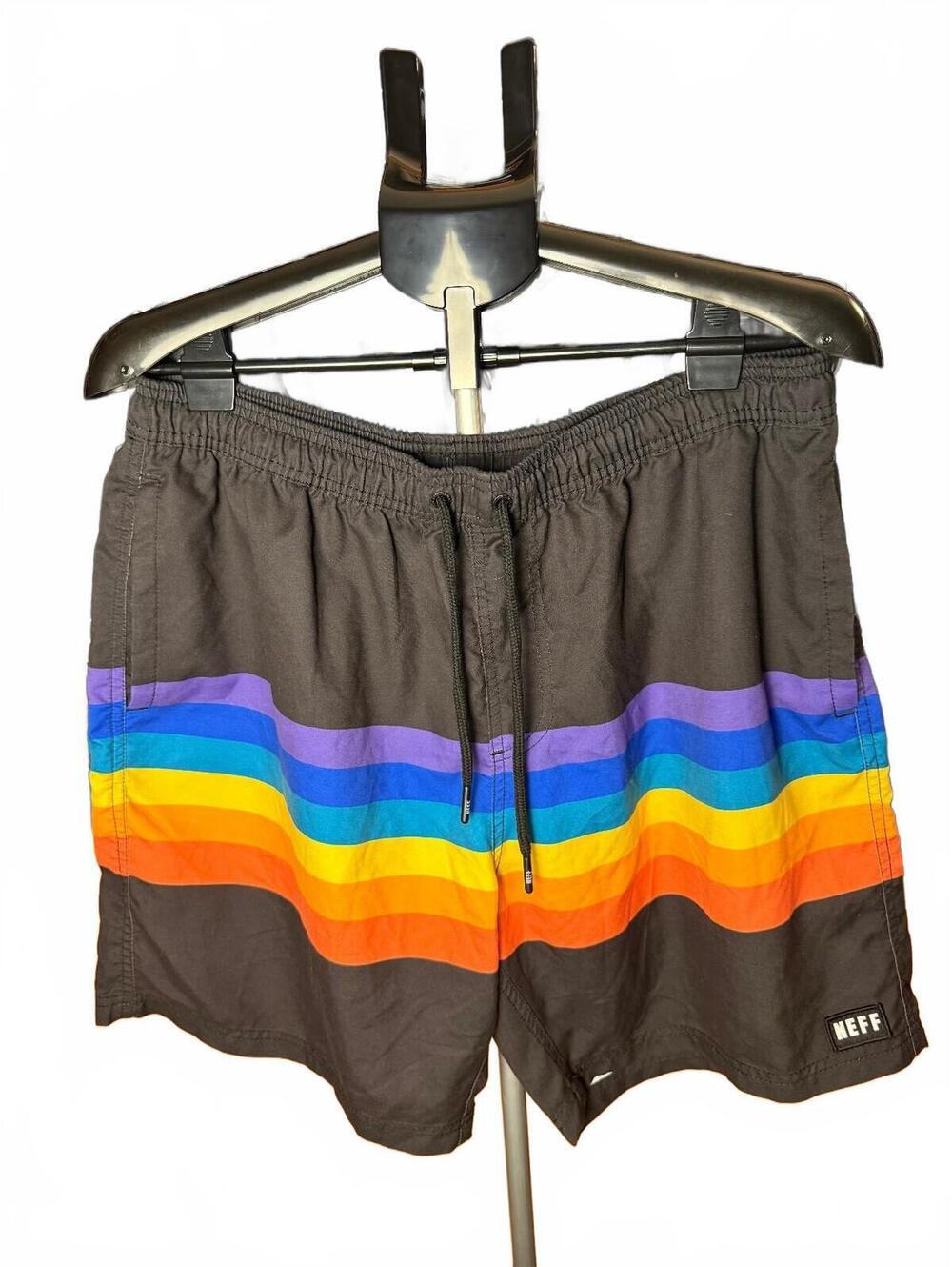 Neff Men's Swim trunks w Rainbow Stripe board shorts pride LGBT sz XXL 2XL